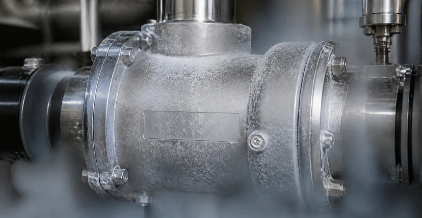 Cryogenic pump casing during chill-down protocol with frost and cold vapor forming
